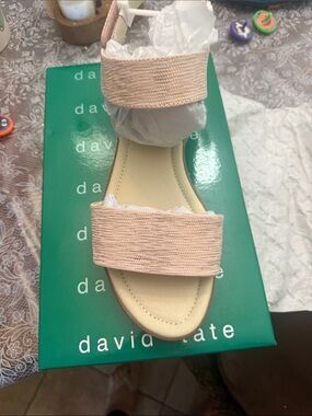 David Tate Pink Elastic Strap Open-Toe Sandal